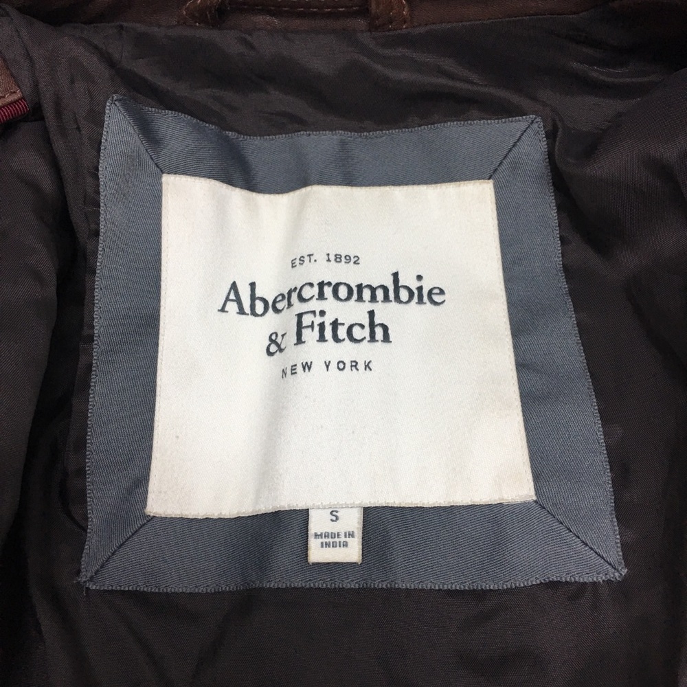 ABERCROMBIE & FITCH brown wrinkled leather jacket - Picture 4 of 8